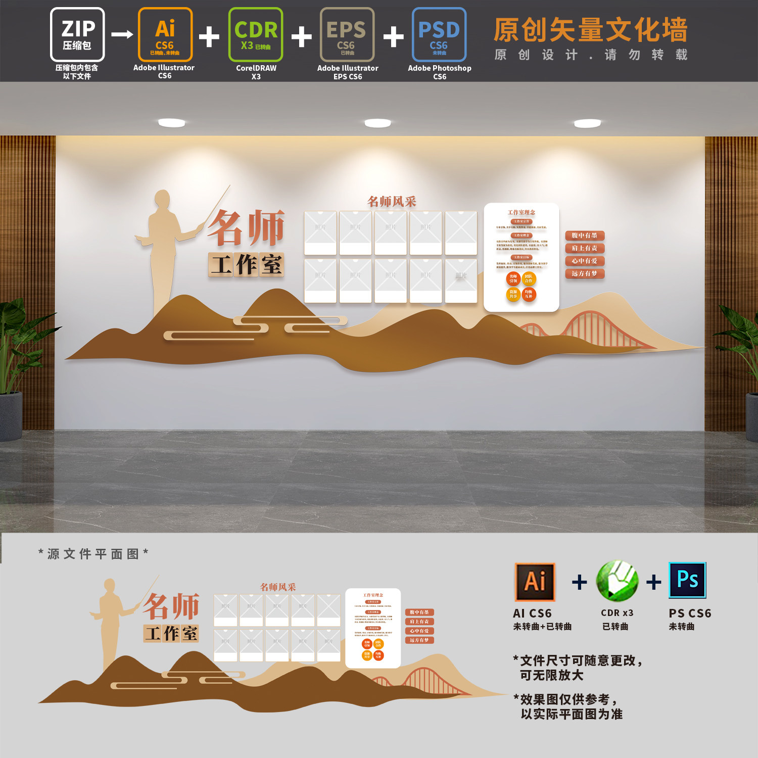 名师工作室教师老师风采照片墙展板师资力量简介ai cdr psd设计稿