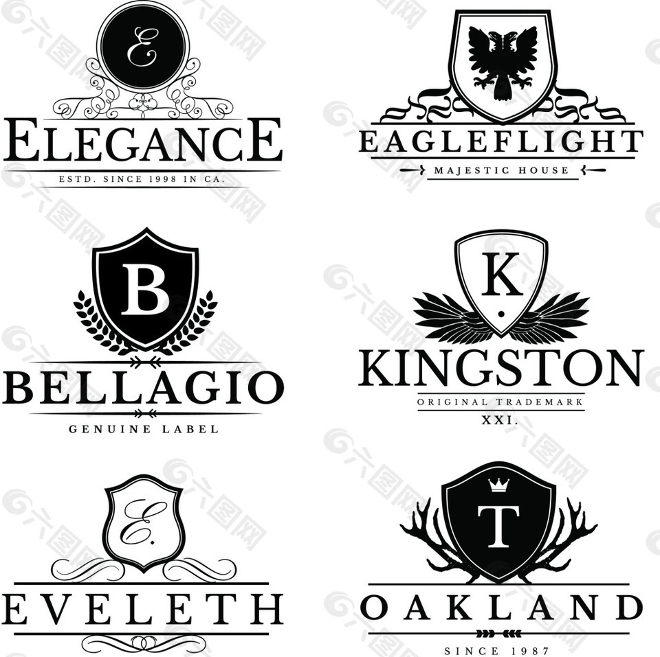 盾牌复古文字logo设计矢量素材