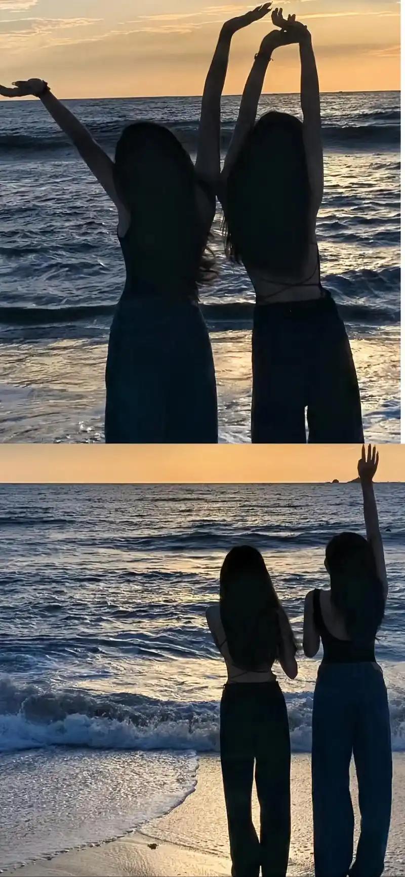 海边日落  闺蜜这样拍也太好看了吧～氛围感也太绝了吧👍
