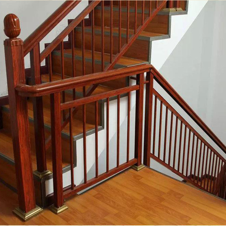厂家定制铝合金木纹扶手家用复式铝艺楼梯扶手做旧仿古扶手
