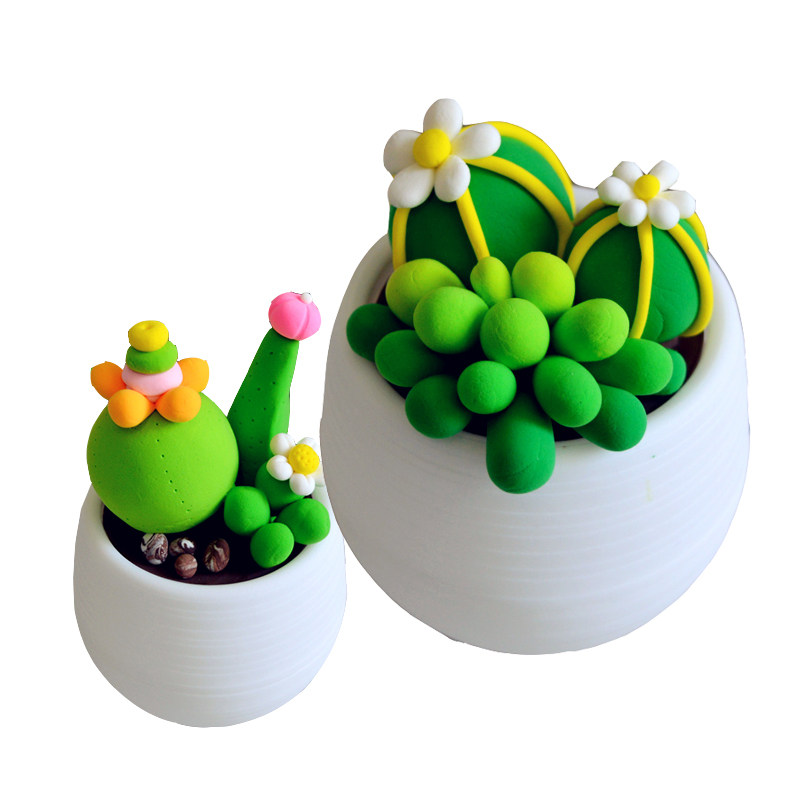 儿童彩泥轻粘土diy多肉盆栽材料包游乐场手工坊亲子活动礼物