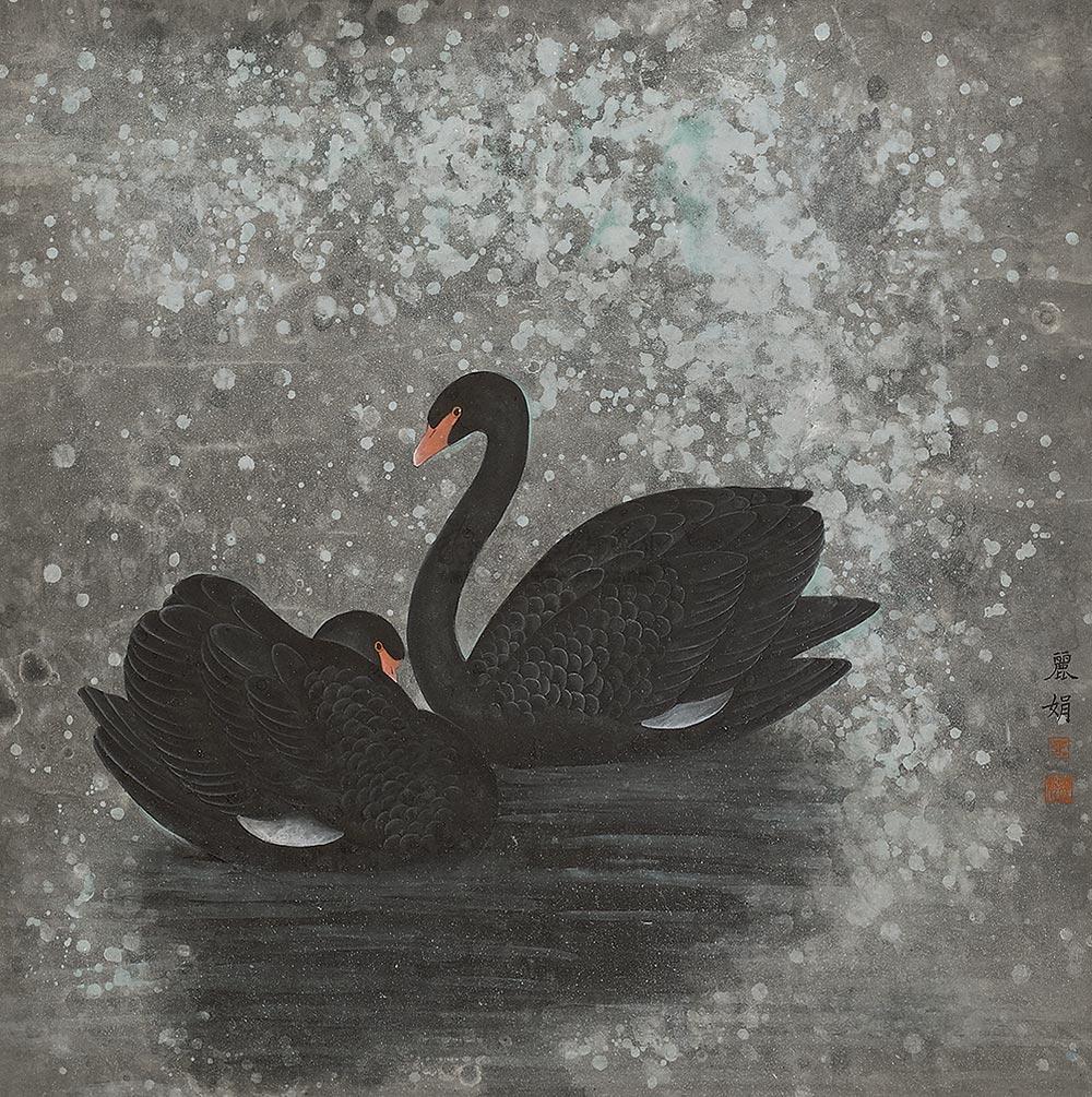 【黑天鹅 立轴 设色纸本】拍卖品_图片_价格_鉴赏_绘画_雅昌艺术品