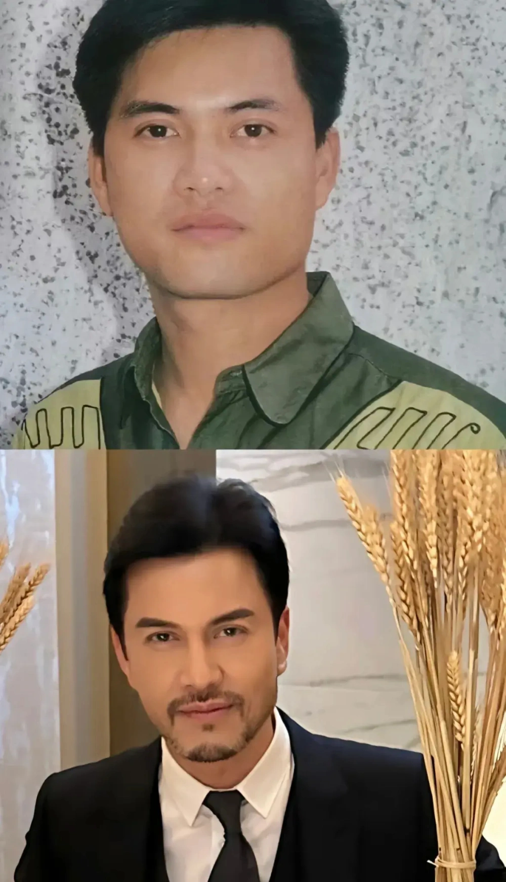 吕良伟在当天发了类似的视频,用了一张年轻时和现在时的照片对比.