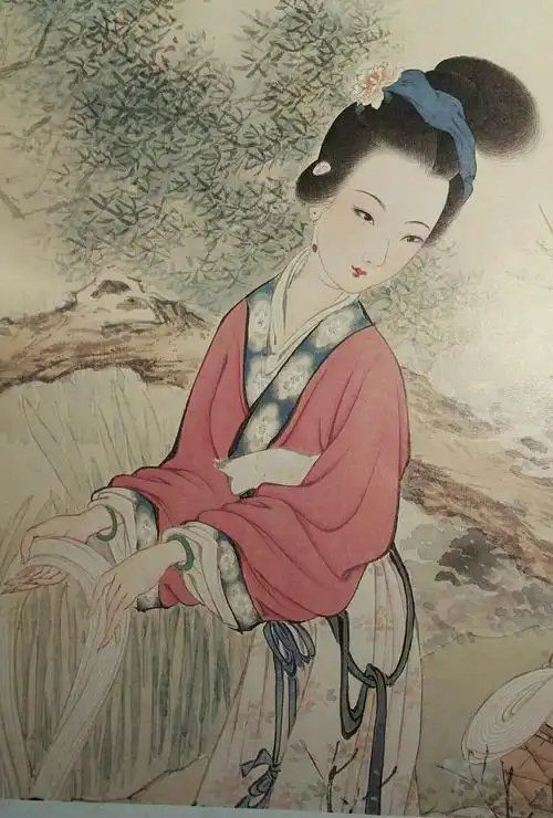 兴趣 工笔仕女图《西施浣纱》 写美篇这幅画是《西施浣纱》的原图.