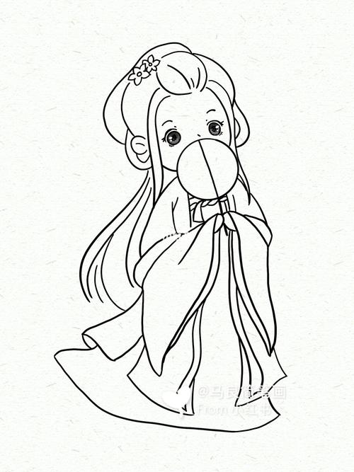 汉服可爱少女简笔画