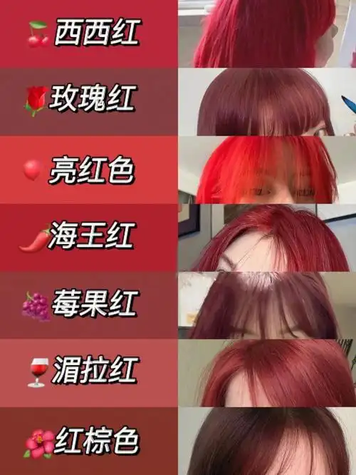 春夏发色红色头发海王红发色湄拉红红棕色莓果红玫瑰红湄拉海王红同款