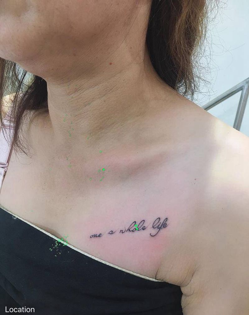 英文纹身图片_胸部新传统纹身图案