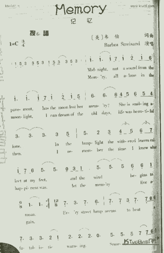 memory_歌谱简谱_哆来咪123曲谱网