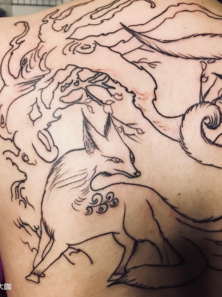 九尾狐_纹身图案手稿图片_云鬼的纹身作品集