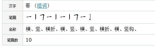 哥字的笔画顺序怎么写?