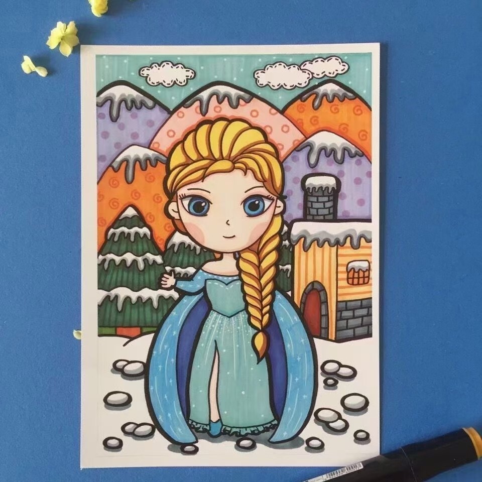 漂亮的马克笔画 临摹卡还挺好看,高清[亲吻]