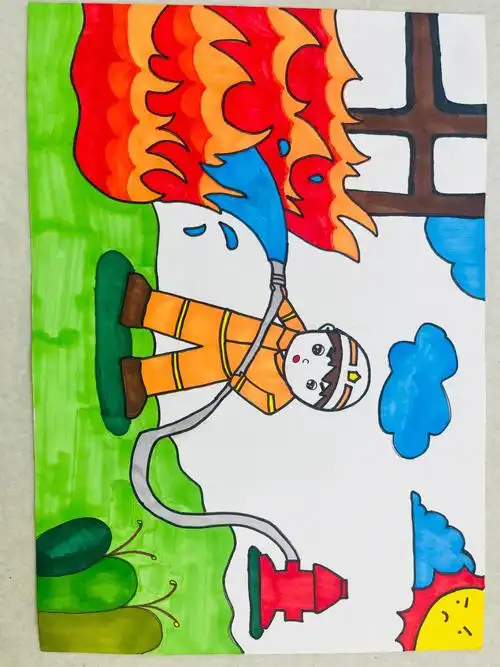 消防员救火_消防员_兴趣爱好_绘画