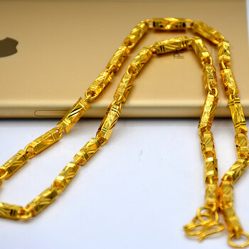 老凤祥越南沙金项链男不易掉色色沙金首饰越南男士项链 竹节大号80克