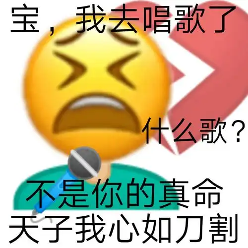 宝我去唱歌了什么歌不是你的真命天子我心如刀割土味情话表情系列