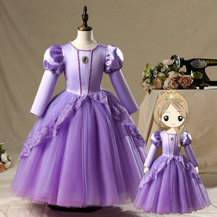 小公主苏菲亚公主裙儿童演出服女童生日公主裙索菲亚连衣裙子春秋