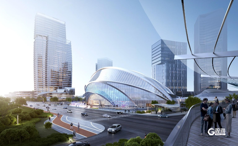 世界之眼钢拱结构合拢封顶邮轮港区地标建筑明年建成投用