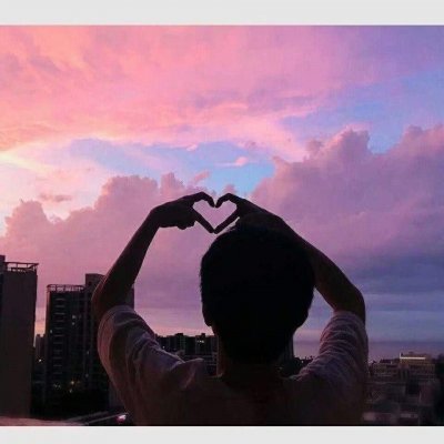 情侣头像比心一对图片