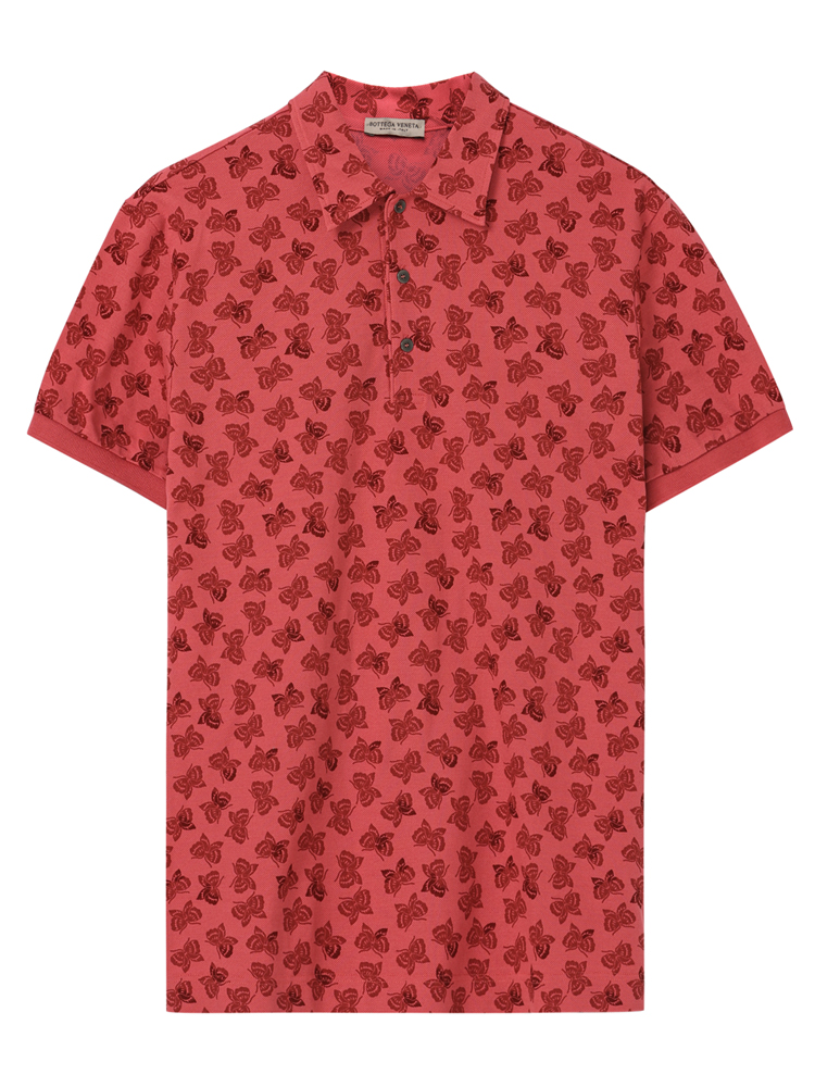 bottega veneta/葆蝶家 男士短polo 红色印花纯棉男士短袖polo衫 内搭