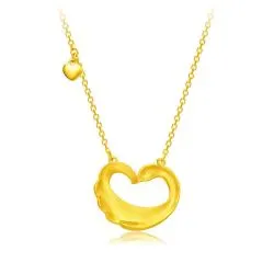 chow tai fook 周大福 时尚天鹅心形足金黄金项链/吊坠