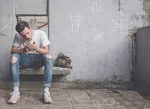 男人,点烟,姿势,户外