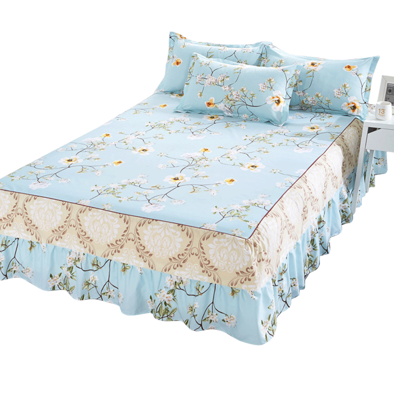 床罩床裙式床套单件防尘保护套1.5米1.8m床单床笠 y七色花 床裙2.0x2.