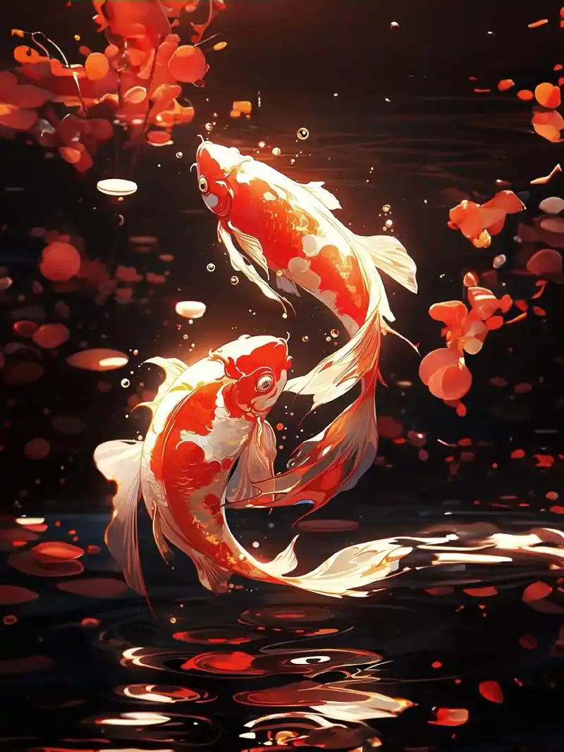 锦鲤祝君心想事成.#神奇动物在抖音 #绘画 #国风 #见者好 - 抖音