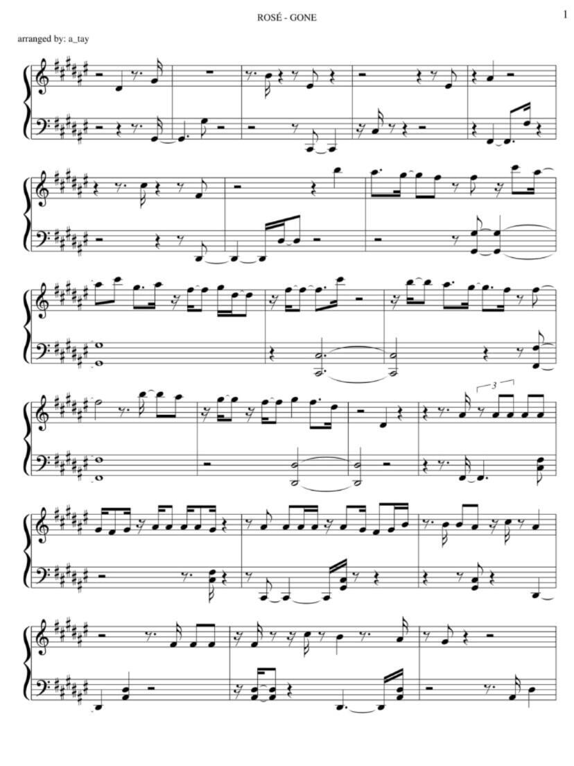 rosiegone钢琴谱