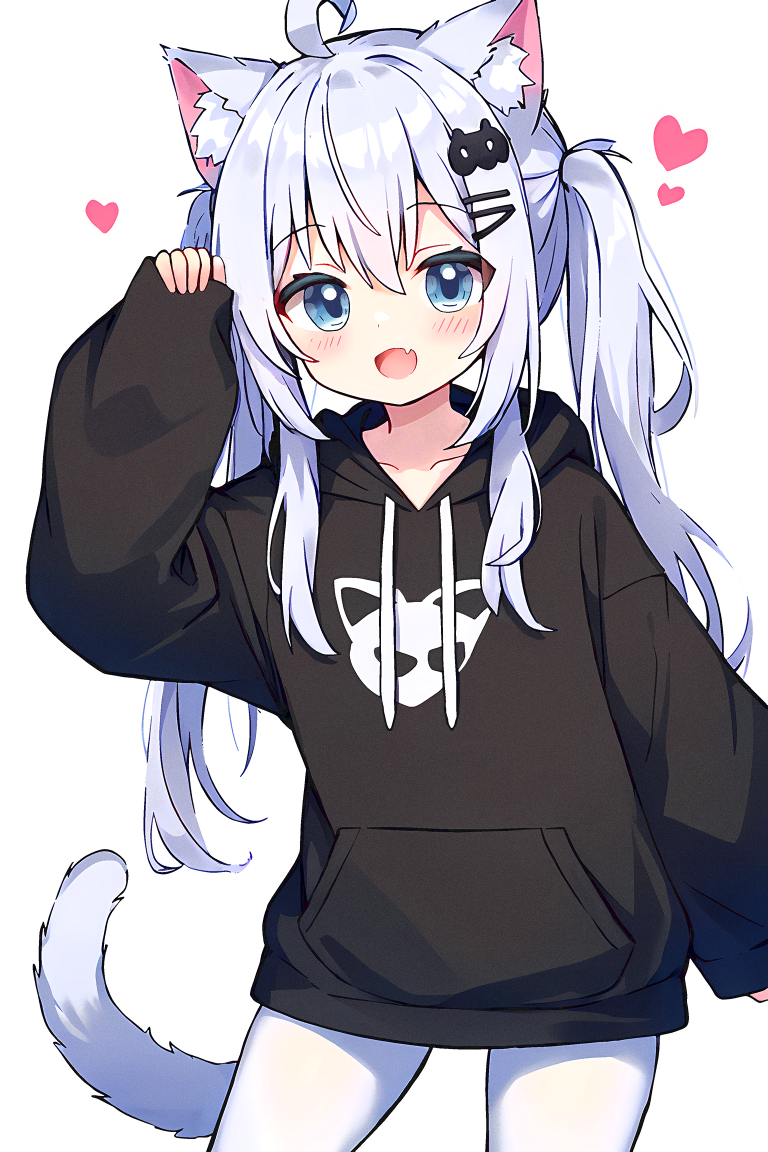 可爱的白毛猫耳萝莉 画师:autoins#二次元美图# #我爱二次元# #二次元