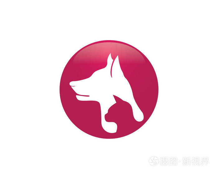 狗和猫的动物头标志和符号