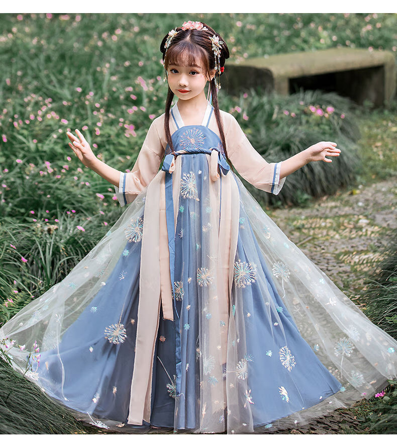 儿童汉服女中小学生6-12岁新款女童汉服夏季中国风儿童襦裙超仙飘逸