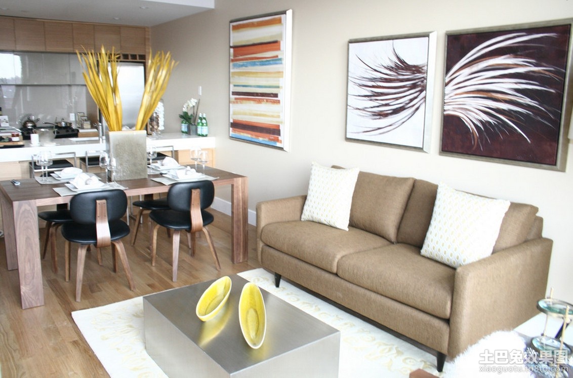 小平米客厅餐厅一体装修效果图