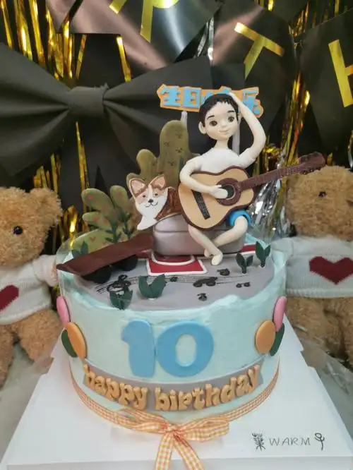 翻糖玩偶  #吉他男孩蛋糕  #半翻糖蛋糕  #吉他生日蛋糕 #音乐痔忖