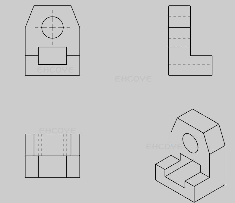这个图形的三视图怎么画