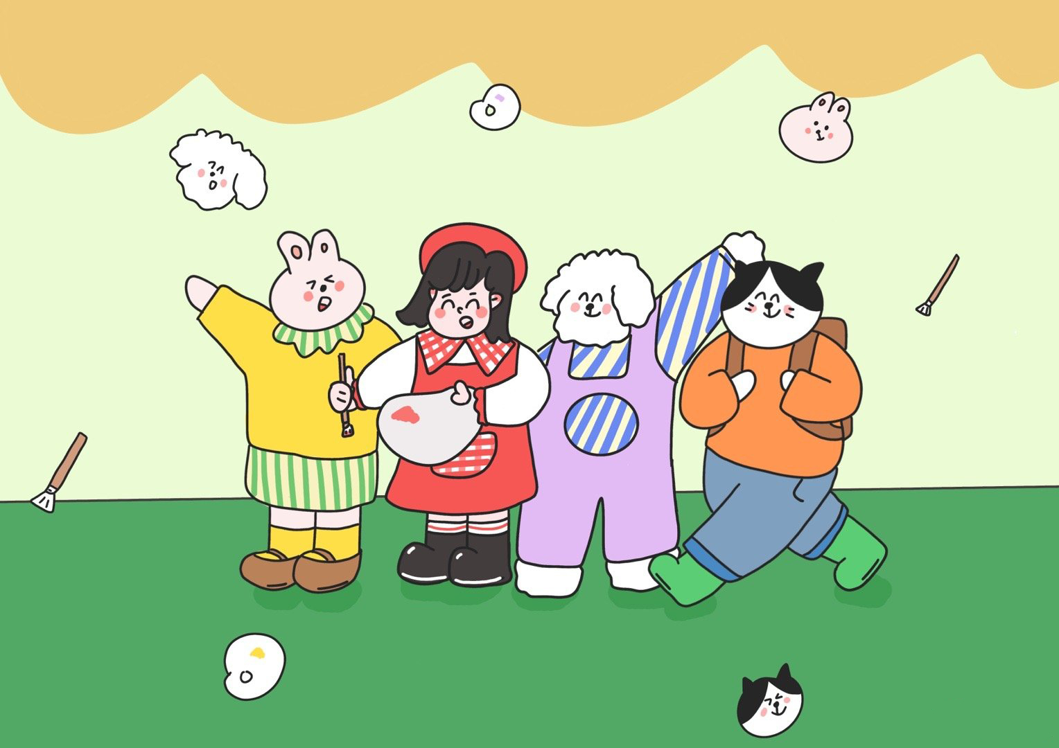 可爱卡通插画高清电脑桌面壁纸