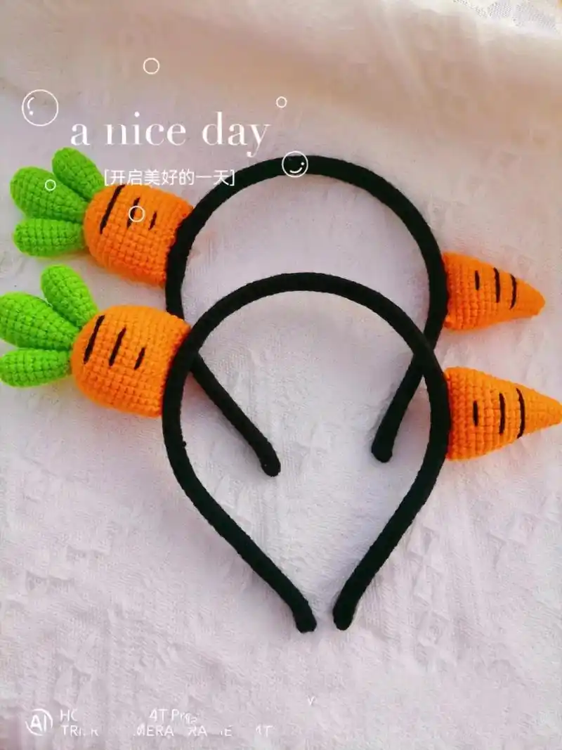 胡萝卜发箍钩织图解#纯手工发夹diy #钩针发夹 #毛线钩织 - 抖音