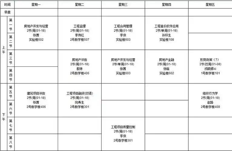 大四的课表!卧槽!