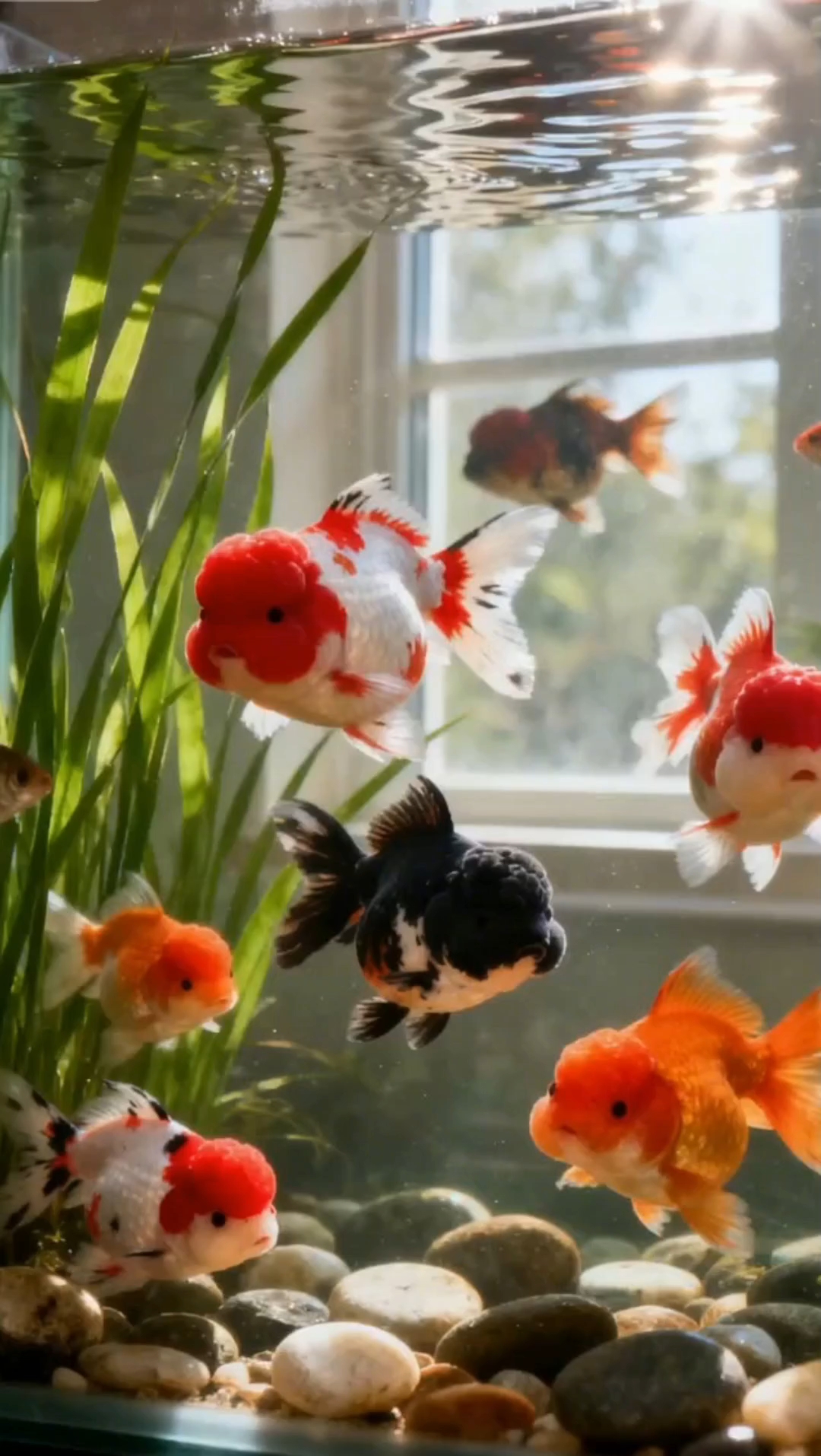 鱼缸里有漂亮的金鱼!