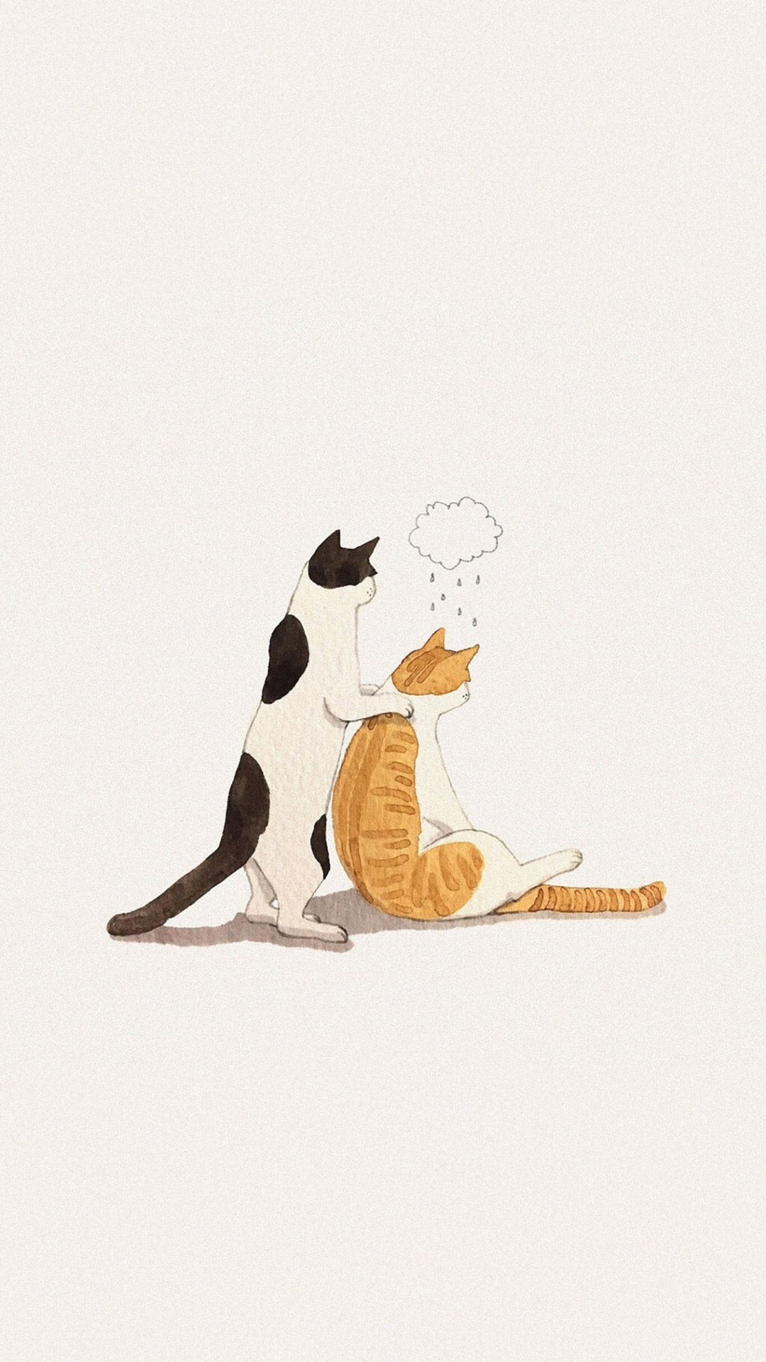 萌趣猫咪卡通插画手机壁纸来啦