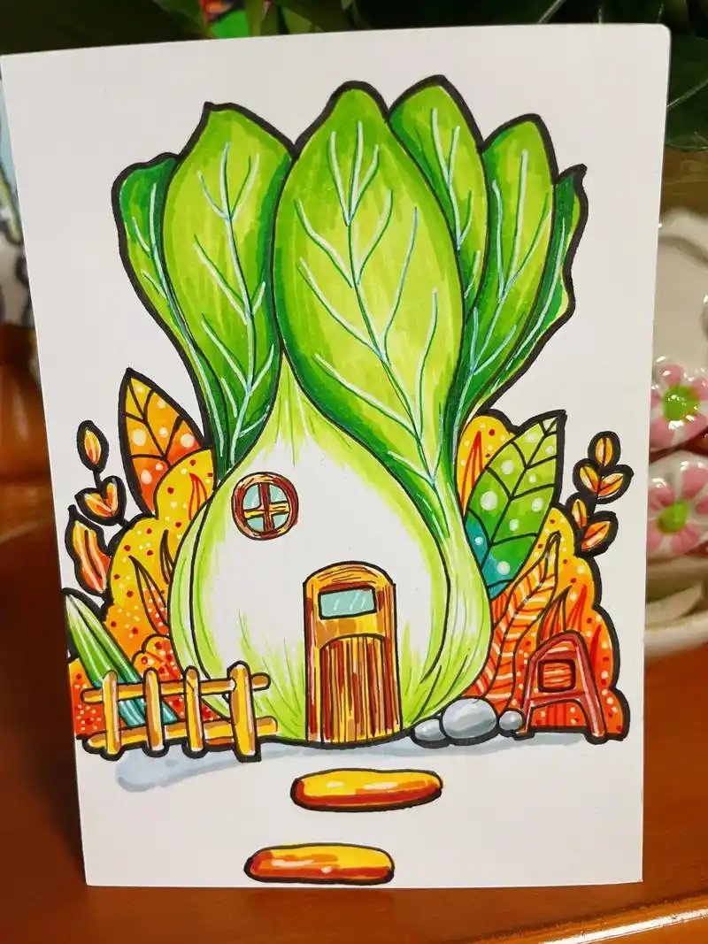 可爱的蔬菜房子创意儿童画