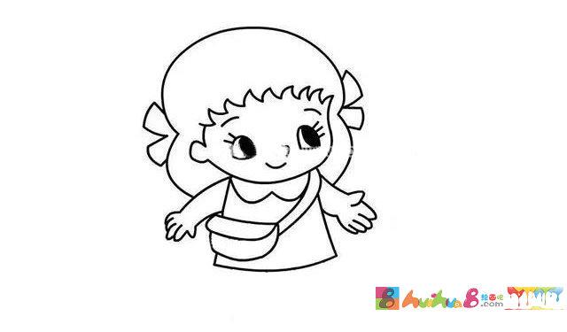 六一儿童节小女孩简笔画步骤教程