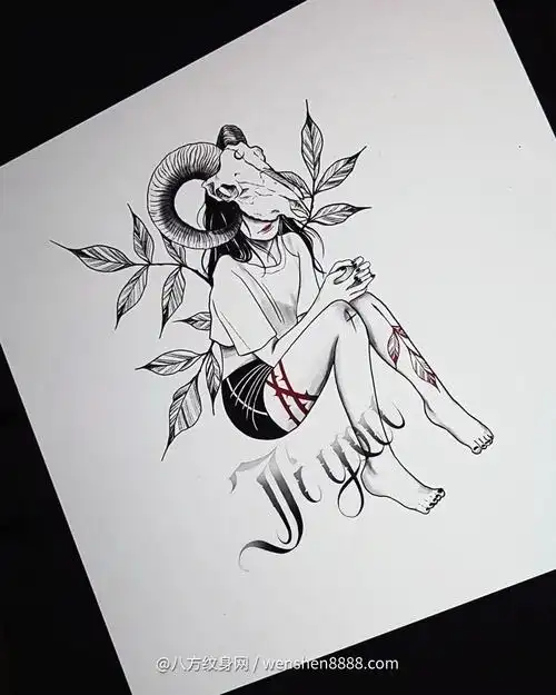 北京公司老板的小臂欧美个性女孩纹身手稿