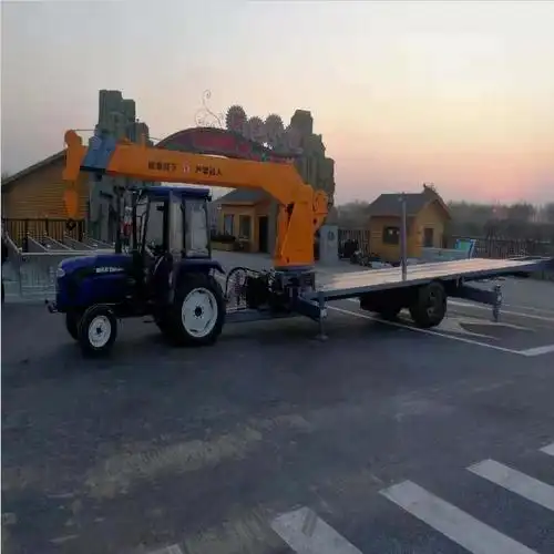 农用平板拖车 拖拉机牵引平板车 厂家直接供应拖拉机自备吊