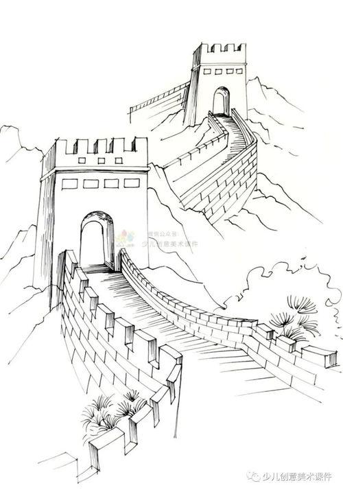 笔画万里长城中国万里长城简笔画图片画法中国万里长城简笔画画法图解