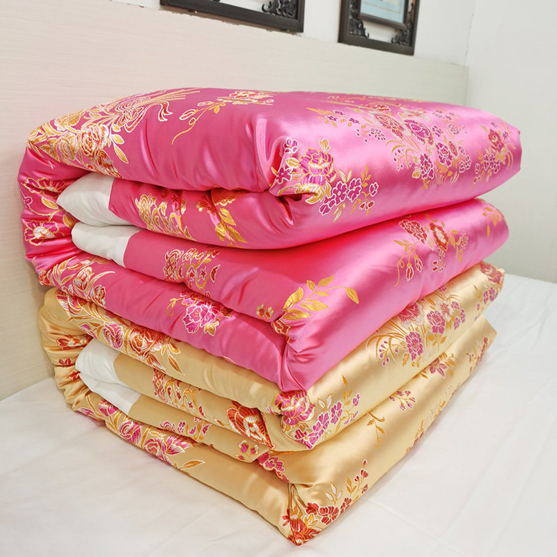 纯手工花被丝绸结婚被子新婚庆婚庆陪嫁红色春秋棉被定做棉花被