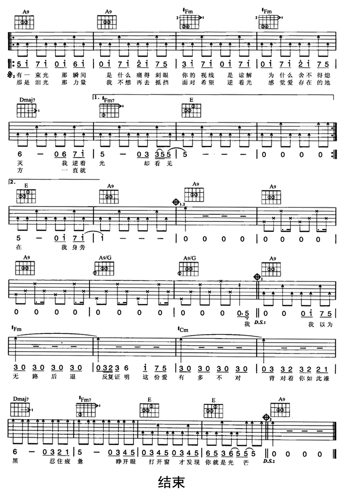 逆光吉他谱