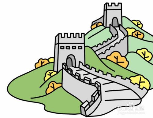 画法长城怎么画长城简笔画图片大全带颜色八达岭长城怎么画涂颜色长城