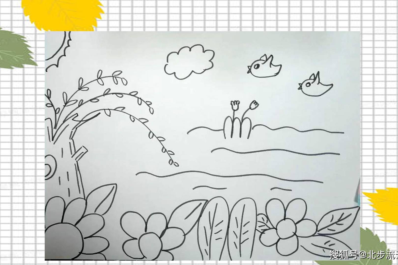 春天风景主题简笔画适合孩子学习画画