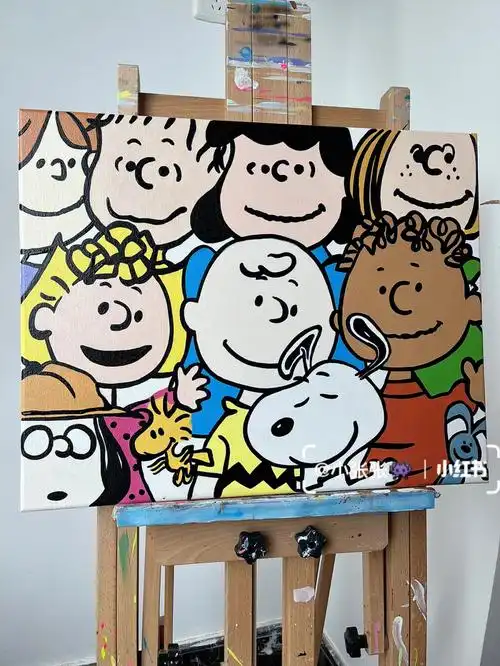 07史努比一家丙烯画绘画过程