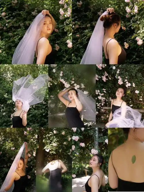 武大蔷薇花拍照属于提前练习拍婚纱照了