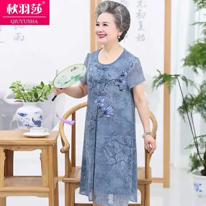 夏季新款妈妈奶奶装时尚连衣裙